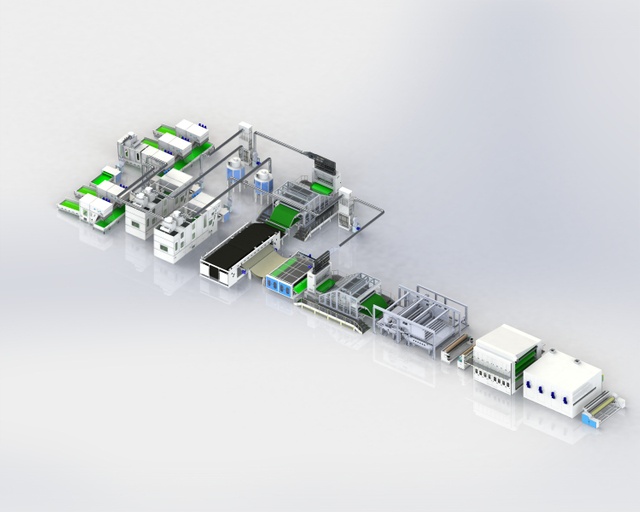 เช็ดเปียกชื้นความจุสูงสายการผลิต spunlace